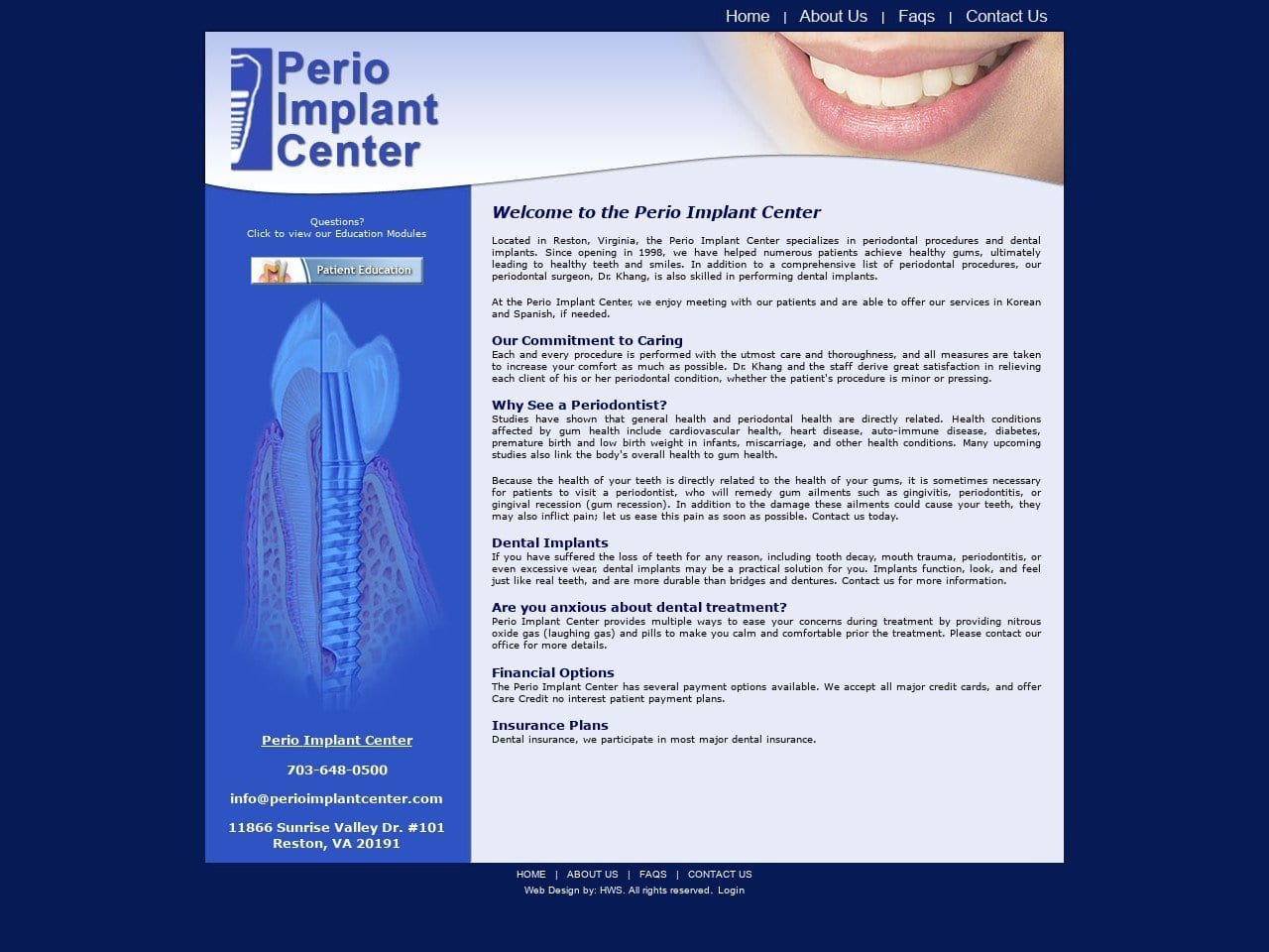 Perio Implant Center Inc Website Screenshot from perioimplantcenter.com