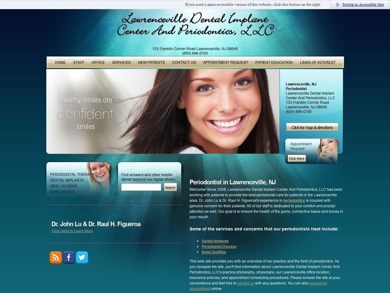 Arnoux Dentist Website Screenshot from perioimplantnj.com