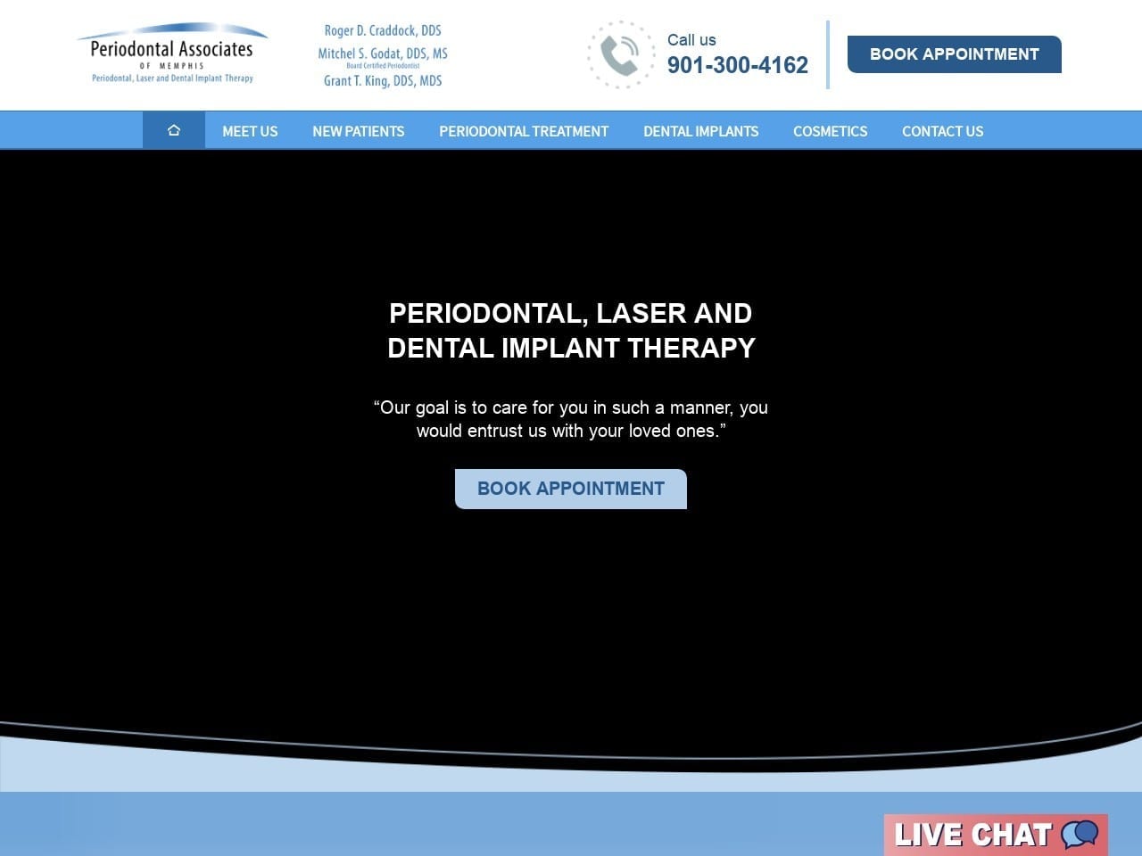 Periodontal Associates of Memphis Website Screenshot from periomem.com