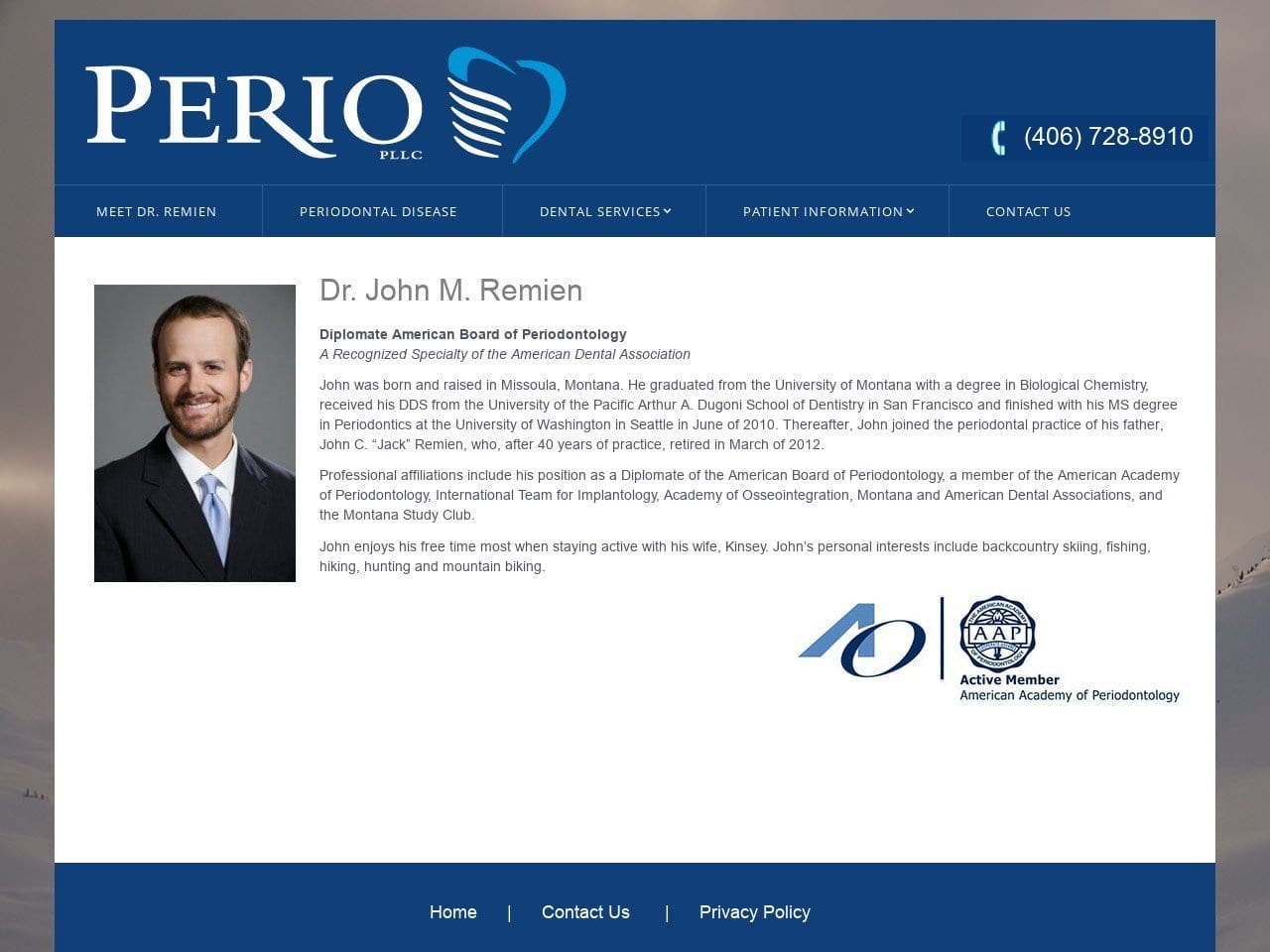 Dr. John M. Remien DDS Website Screenshot from periopllc.com