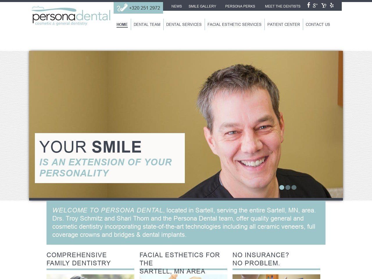Persona Dental Cosmetic & General Dentistry Website Screenshot from personadental.com