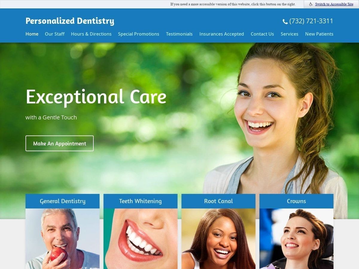Personalized Dentist Website Screenshot from personalized-dentistry.com