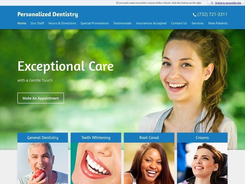 Personalized Dentist Website Screenshot from personalized-dentistry.com