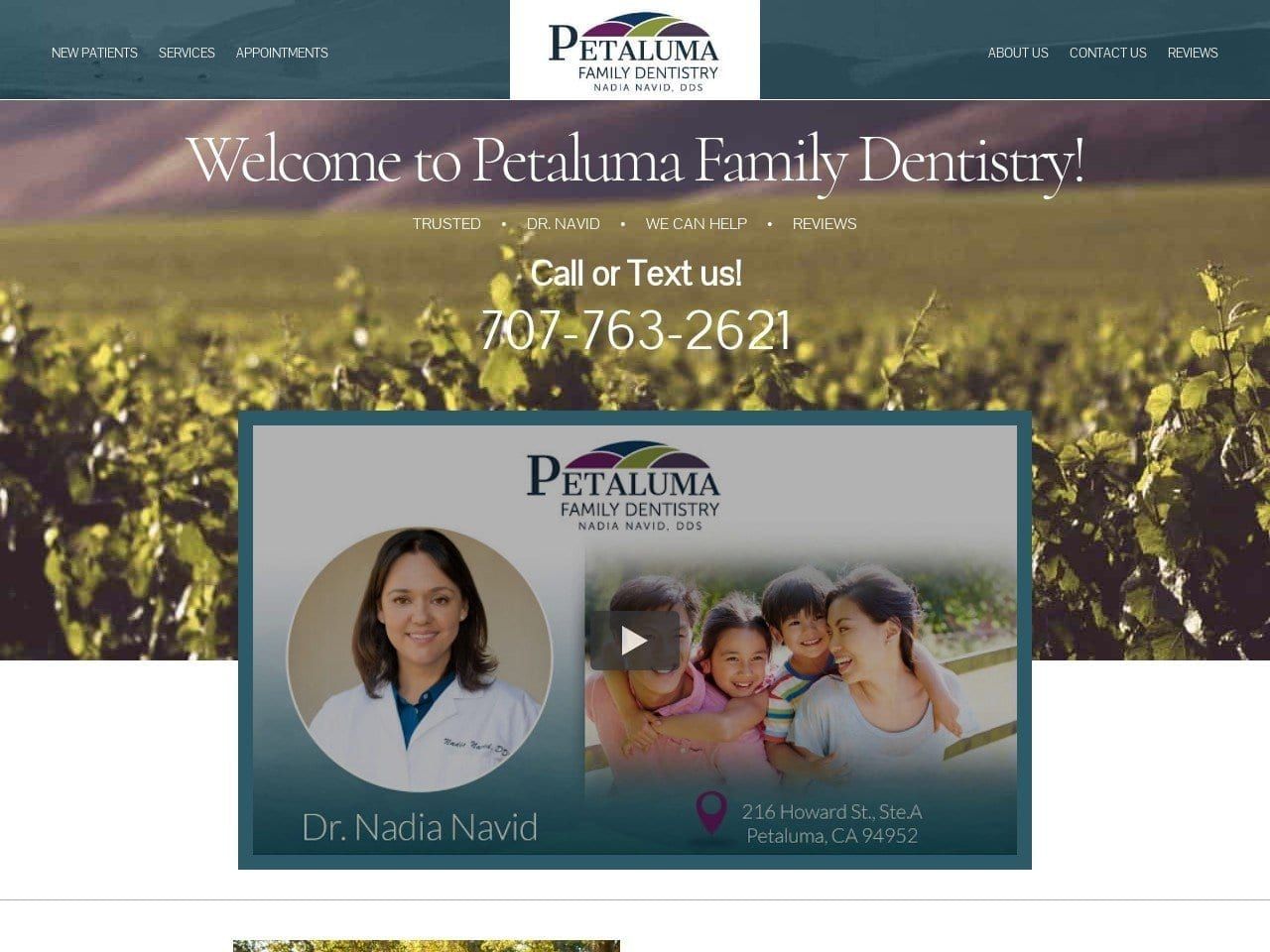 Petaluma Family Dentist Website Screenshot from petalumafamilydentist.com
