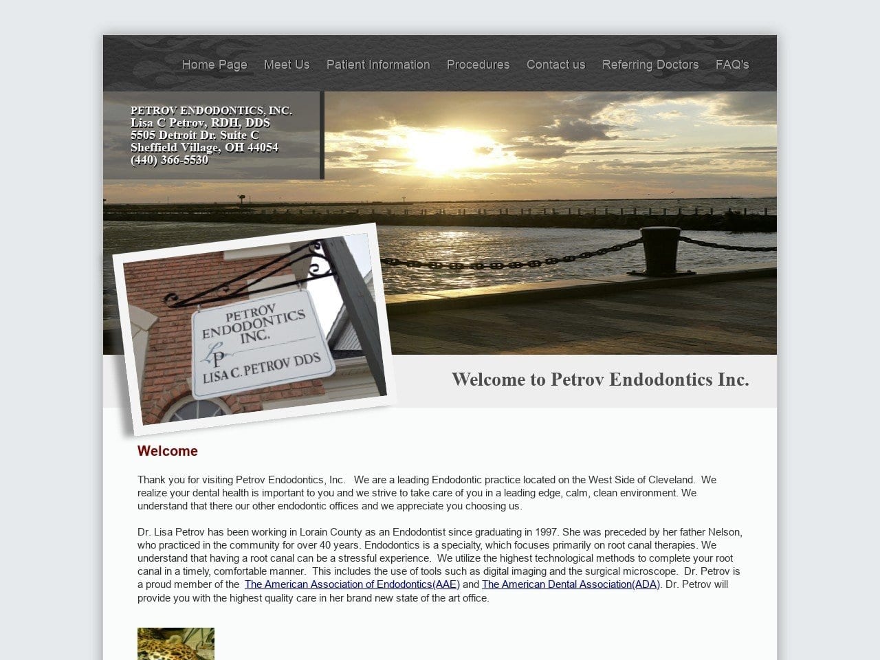 Dr. Lisa C. Petrov DDS Website Screenshot from petrovendodontics.com