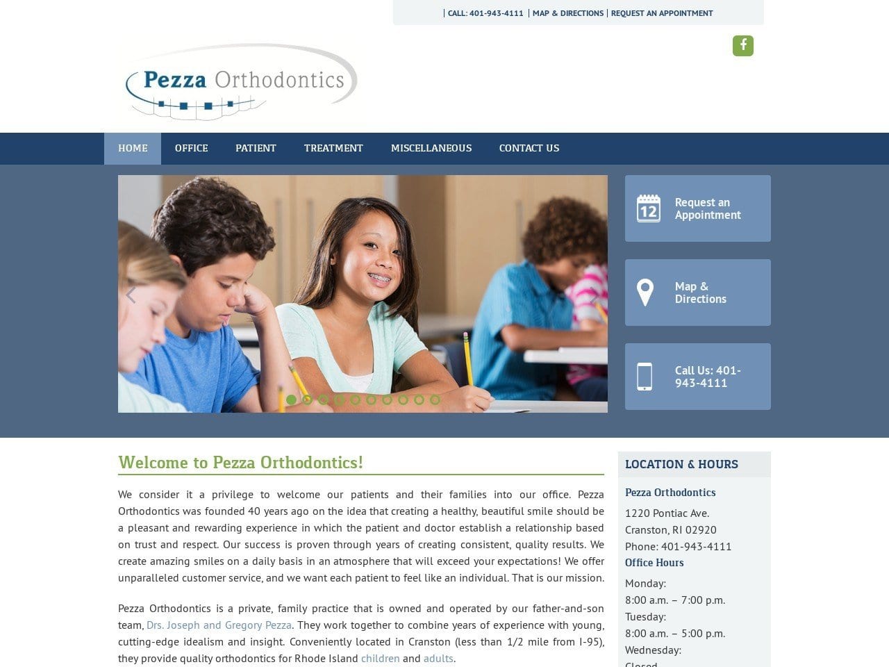 Pezza Orthodontics Website Screenshot from pezzaorthodontics.com