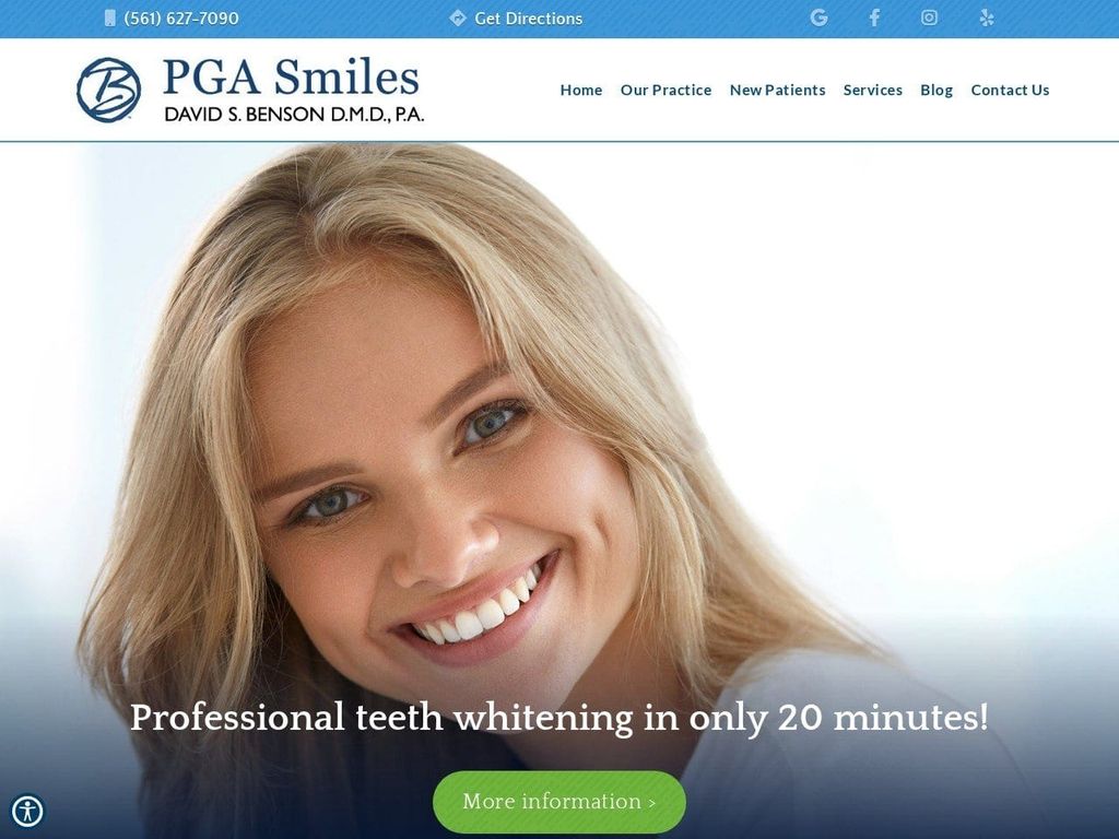 David S Benson DDS Website Screenshot from pgasmiles.com