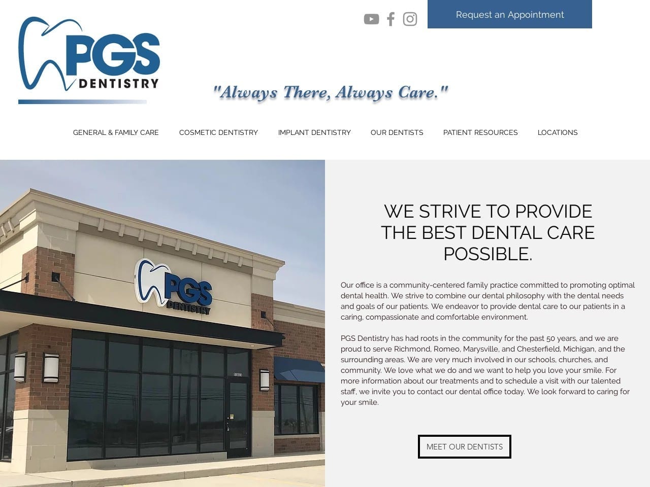 Psg Dentist Website Screenshot from pgsdentistry.com