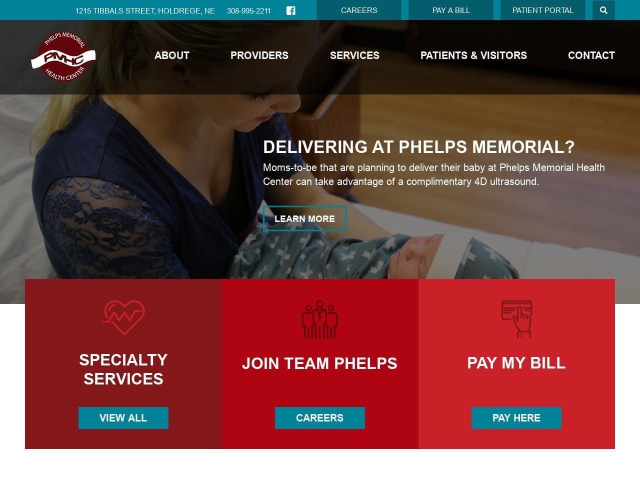 Phelps Memorial Health Center Website Screenshot from phelpsmemorial.com