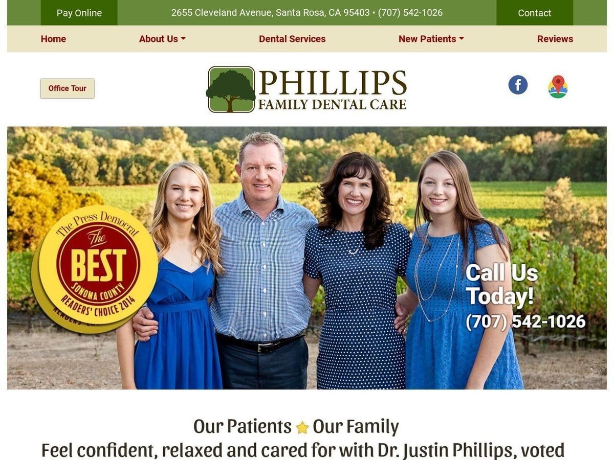 Phillips Family Dental Website Screenshot from phillipsfamilydentalcare.com