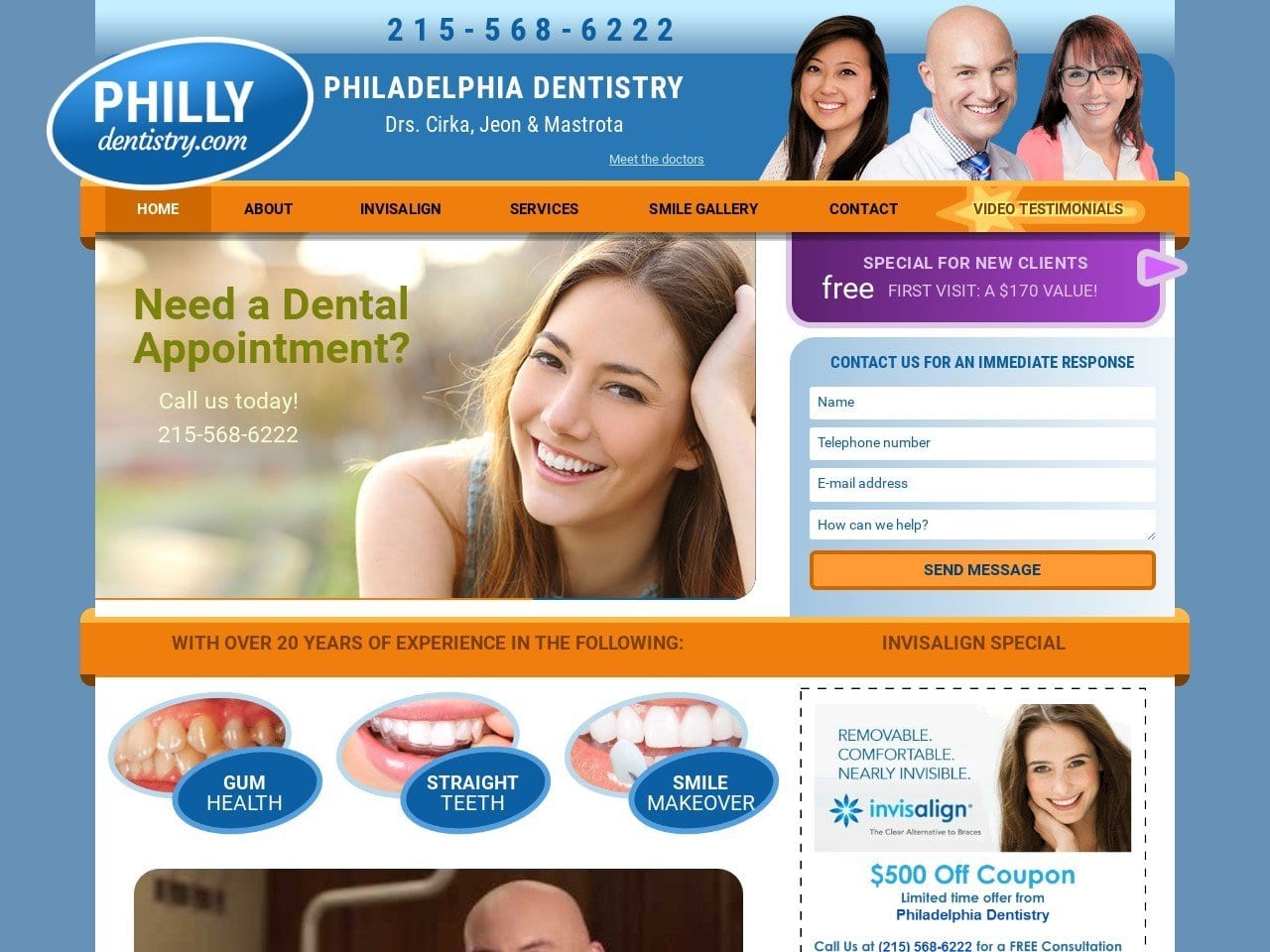 Dr. Ken Cirka DMD Website Screenshot from phillydentistry.com