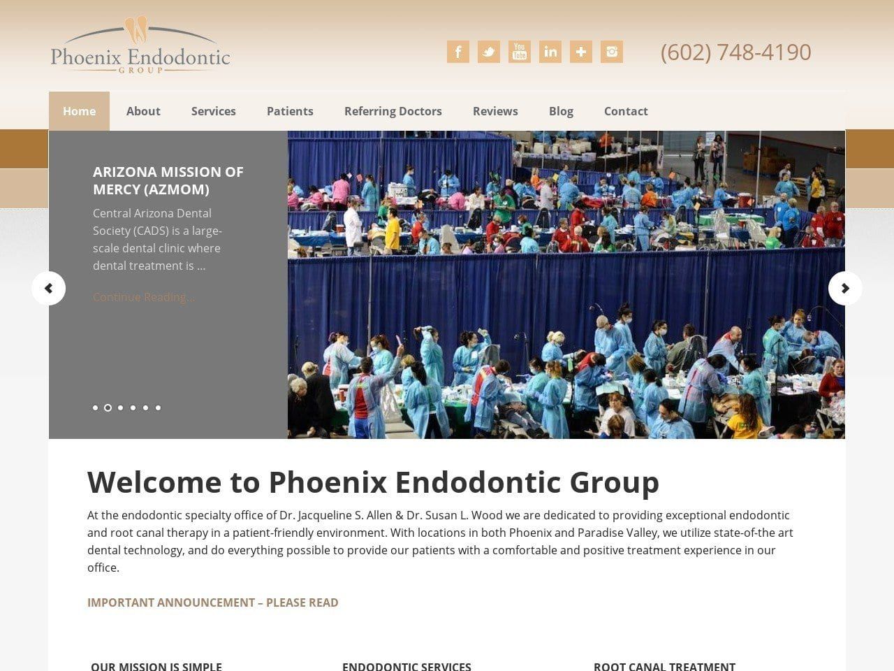 Phoenix Endodontic Group Website Screenshot from phoenixendodontist.com