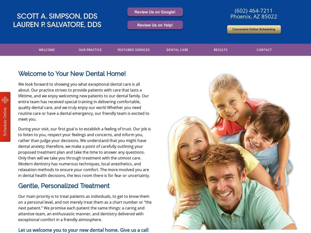 Phoenixsedation Dentist Website Screenshot from phoenixsedationdentist.com