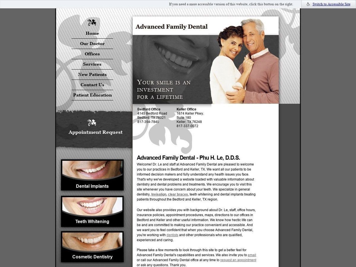 Advanced Family Dental Website Screenshot from phuledds.com