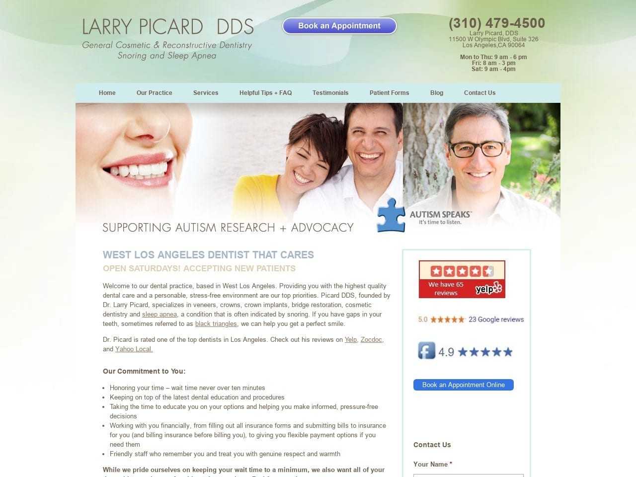 Larry Picard DDS Website Screenshot from picarddds.com