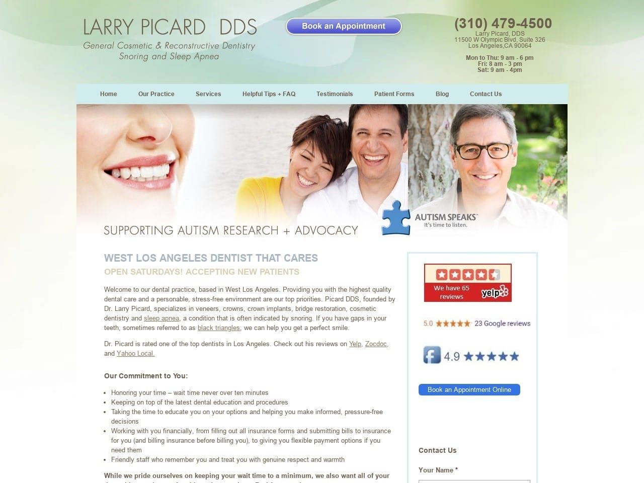 Larry Picard DDS Website Screenshot from picarddds.com