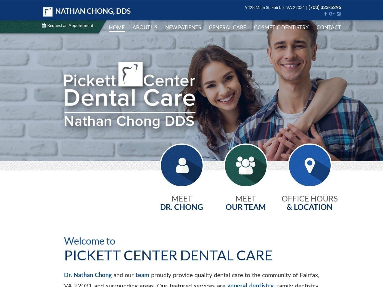 Pickett Center Dental Care Website Screenshot from pickettcenterdentalcare.com