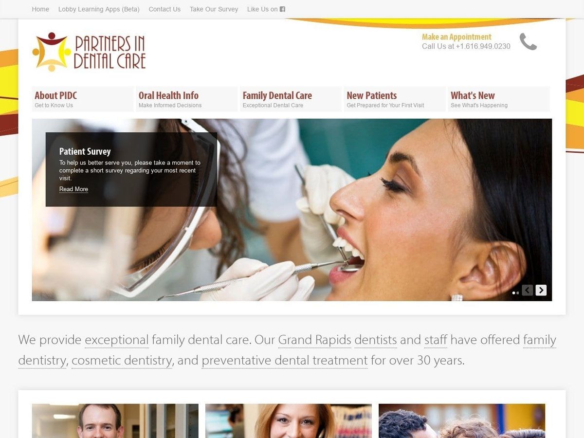 Partners In Dental Care Website Screenshot from pidcgr.com