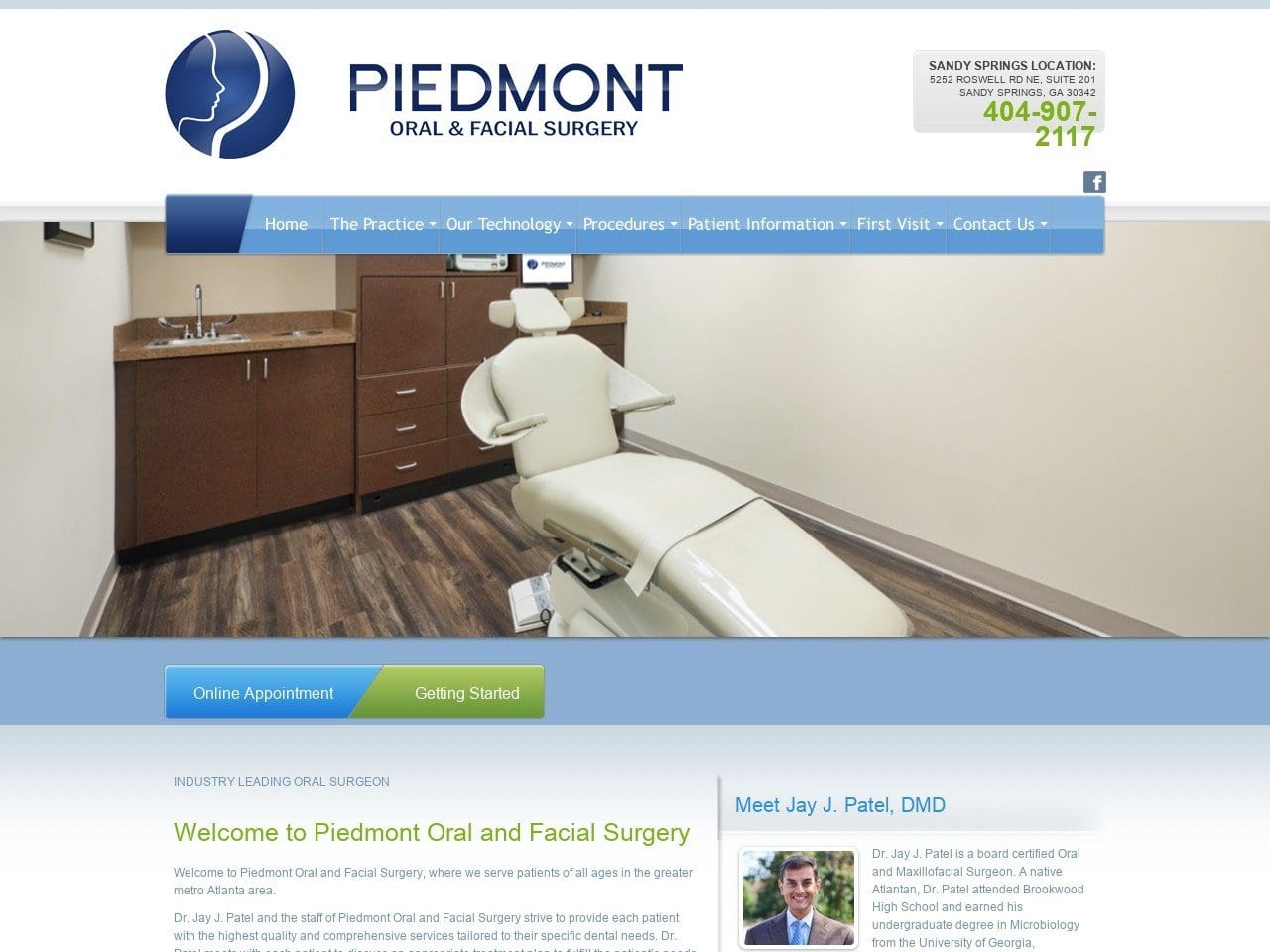 Piedmont Oral Dentist Website Screenshot from piedmontos.com