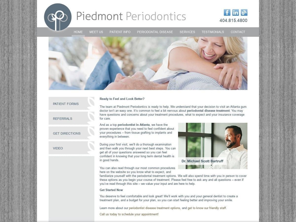 Piedmont Periodontics Website Screenshot from piedmontperiodontics.com