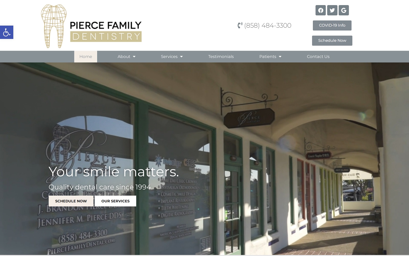 piercefamilydental.com screenshot