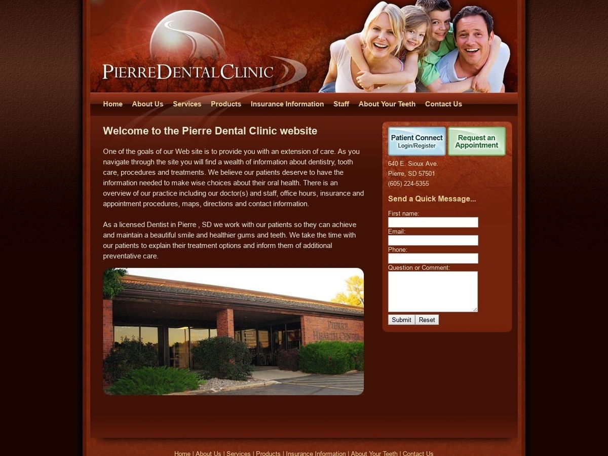 Thompson Murray DDS Pierre Dental Clinic Website Screenshot from pierredentalclinic.com