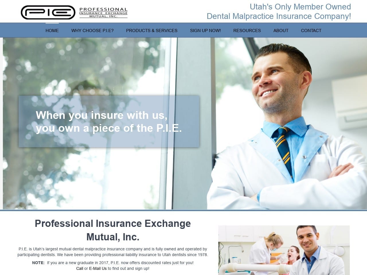 Professional Insurance Exchange Website Screenshot from pieutah.org