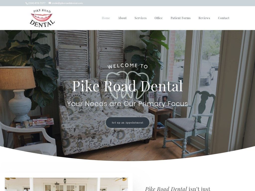 Pike Road Dental Website Screenshot from pikeroaddental.com