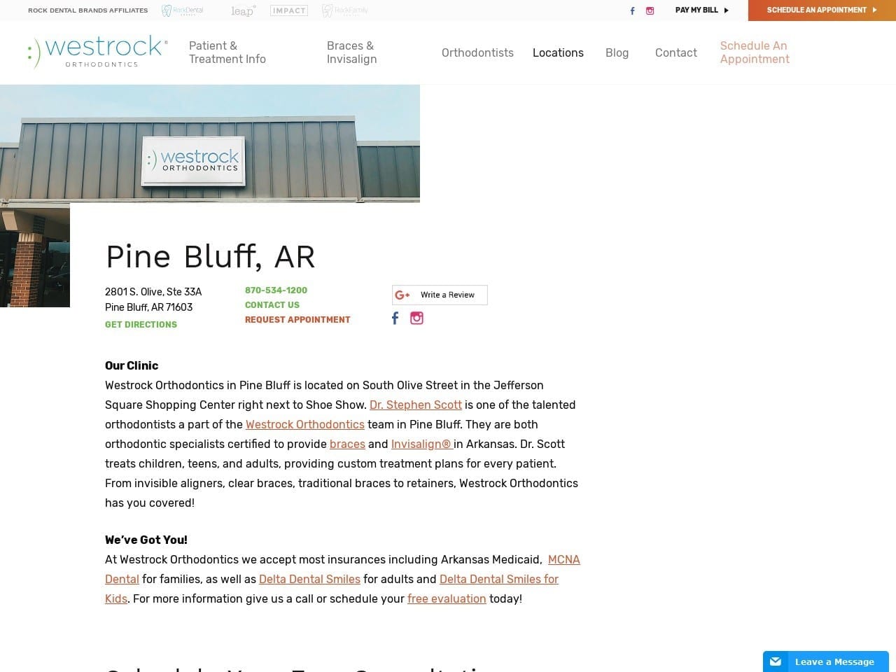 Pine Bluff Smiles Website Screenshot from pinebluffsmiles.com