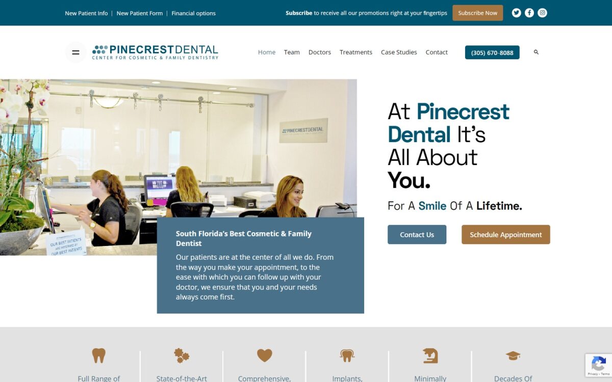 pinecrestdental.com screenshot