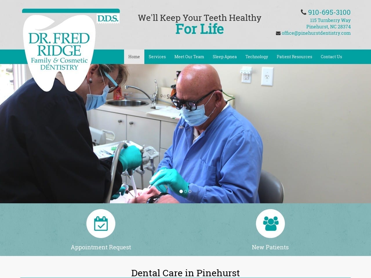 Ridge Fred T DDS Website Screenshot from pinehurstdentistry.com