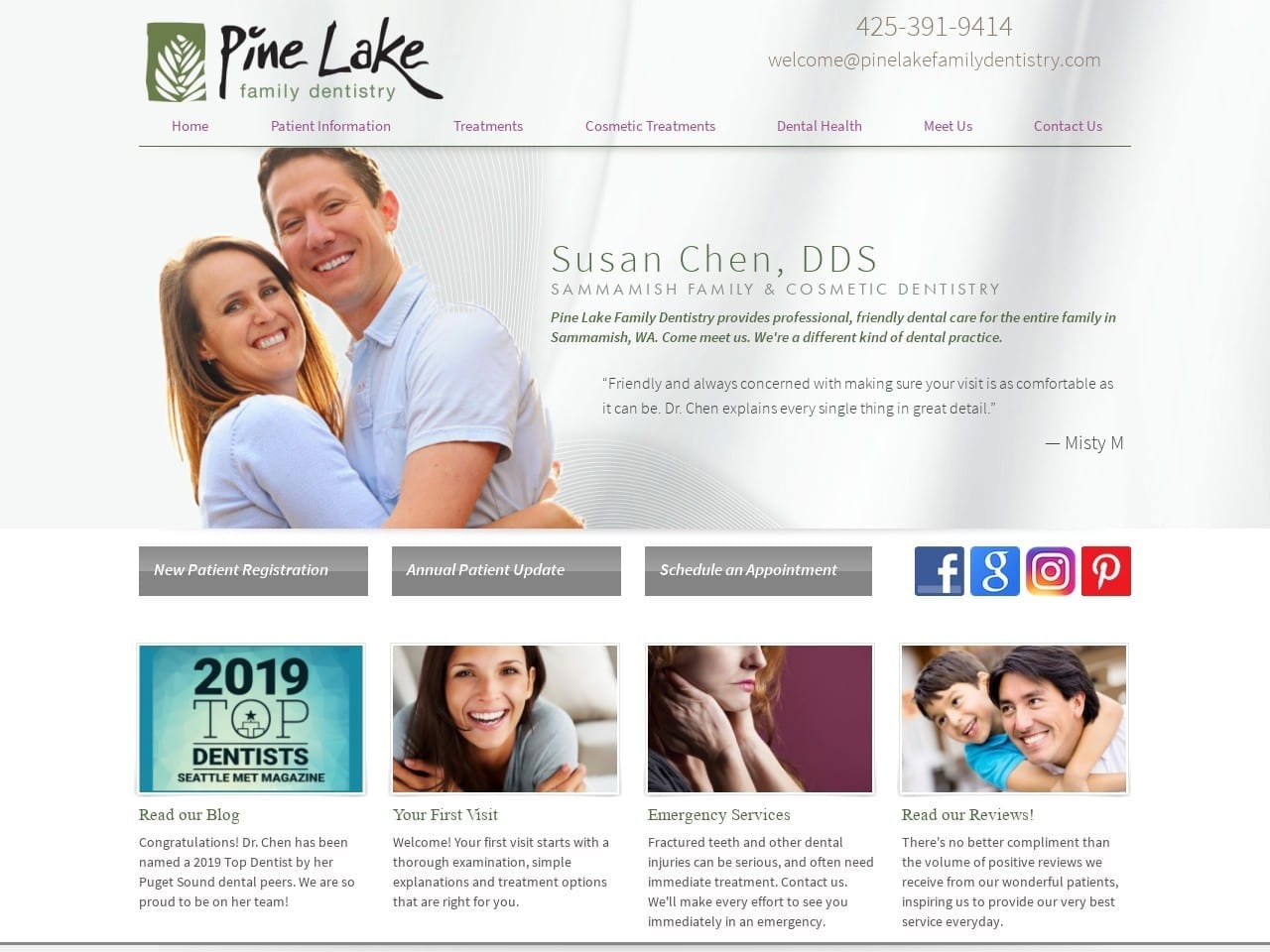 Pine Lake Family Dentist Website Screenshot from pinelakefamilydentistry.com