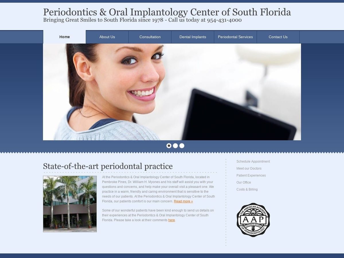 Periodontics Dentist Website Screenshot from pinesperio.com