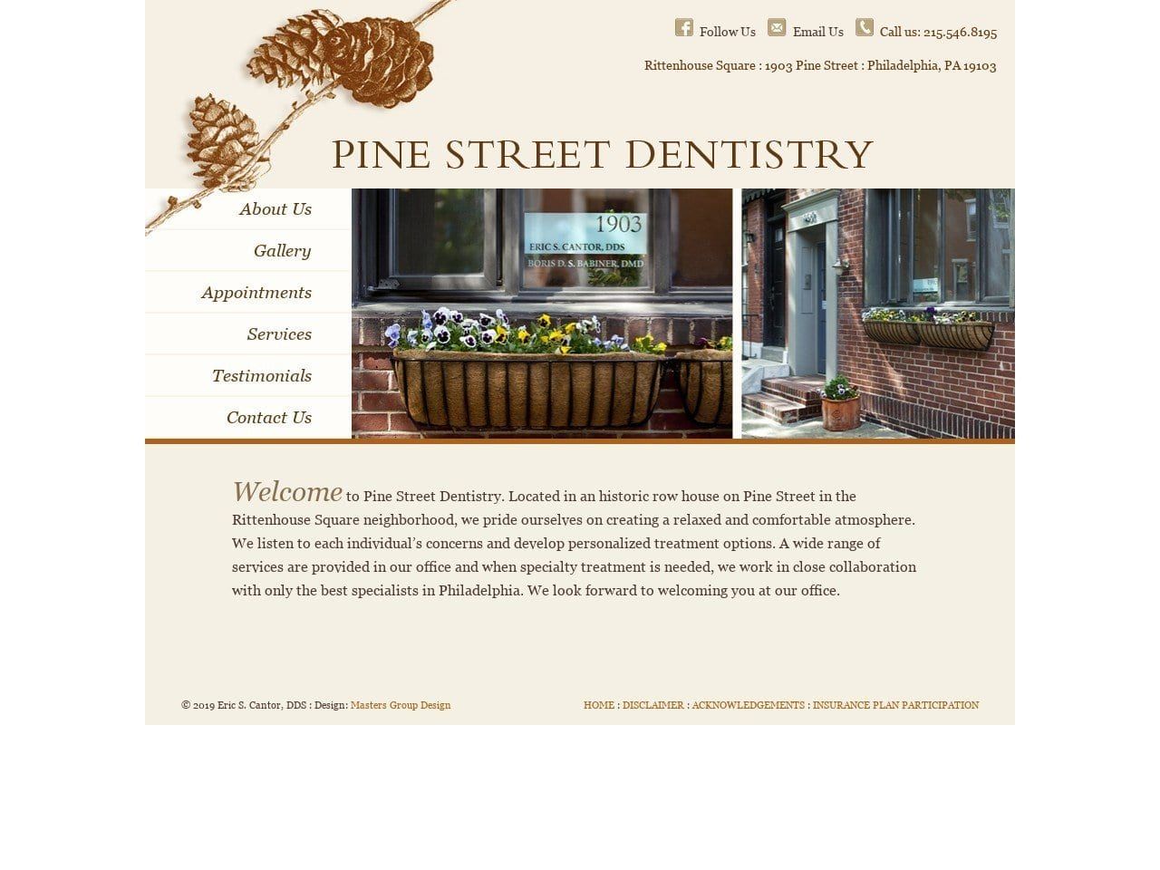 Pine Street Dentistry Website Screenshot from pinestreetdentistry.com