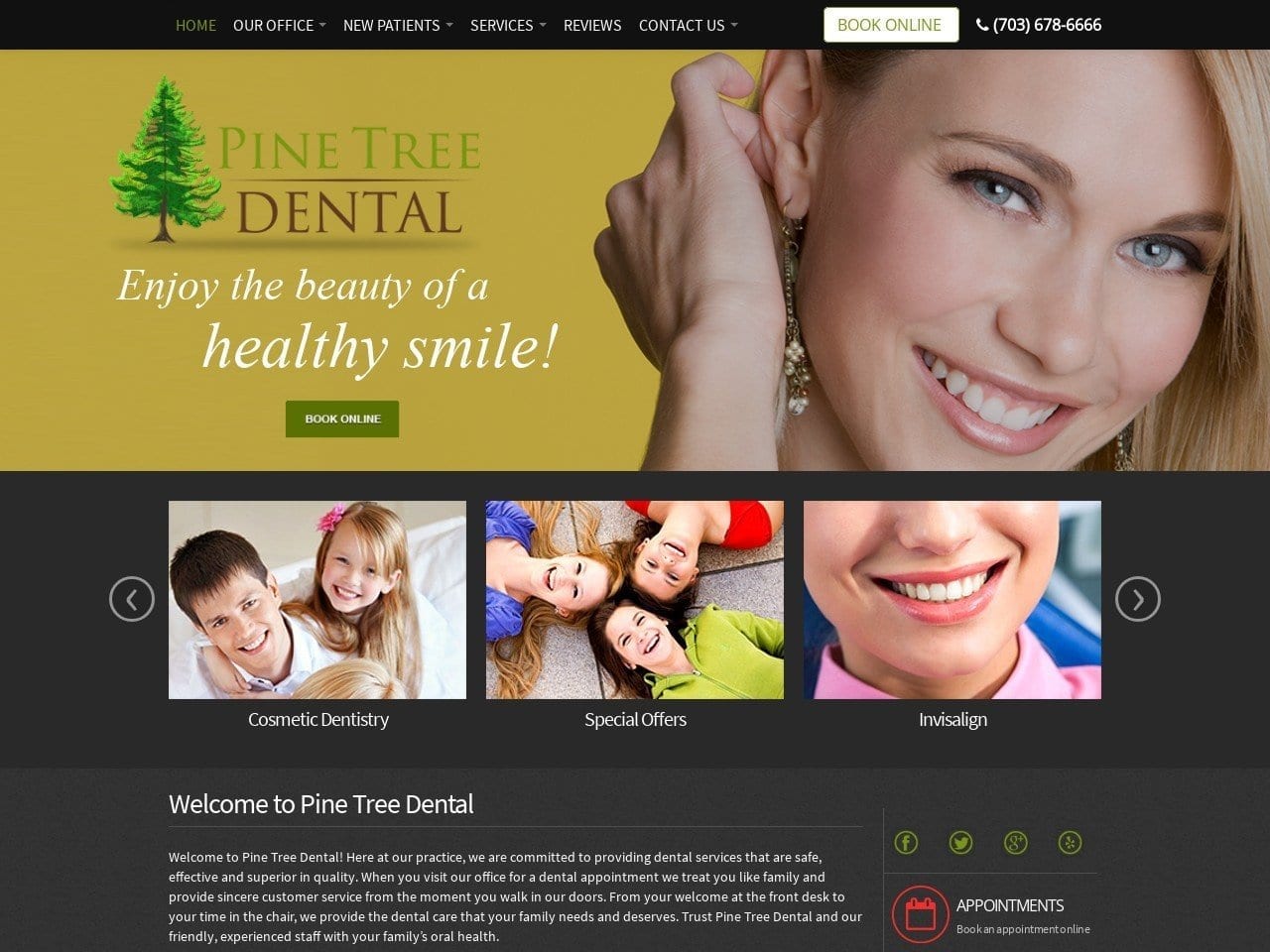 Pine Tree Dental Website Screenshot from pinetreedental.com