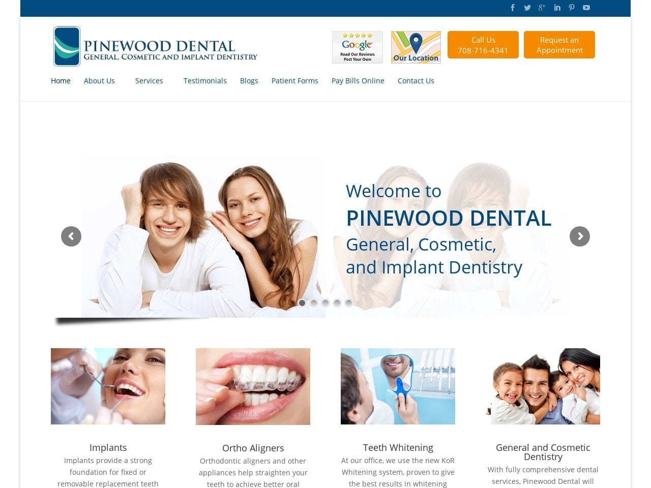 Pinewood Dental Website Screenshot from pinewooddental.com