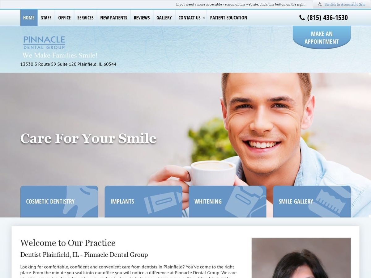 Pinnacle Dental Group Website Screenshot from pinnacledentalgroup.com