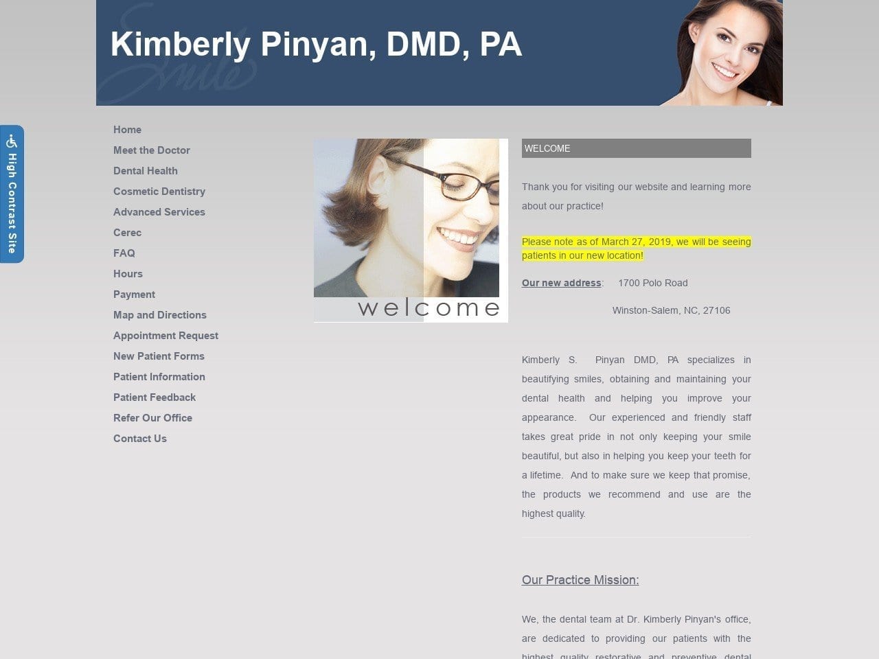 Kimberly S Pinyan Pa Website Screenshot from pinyandentistry.com