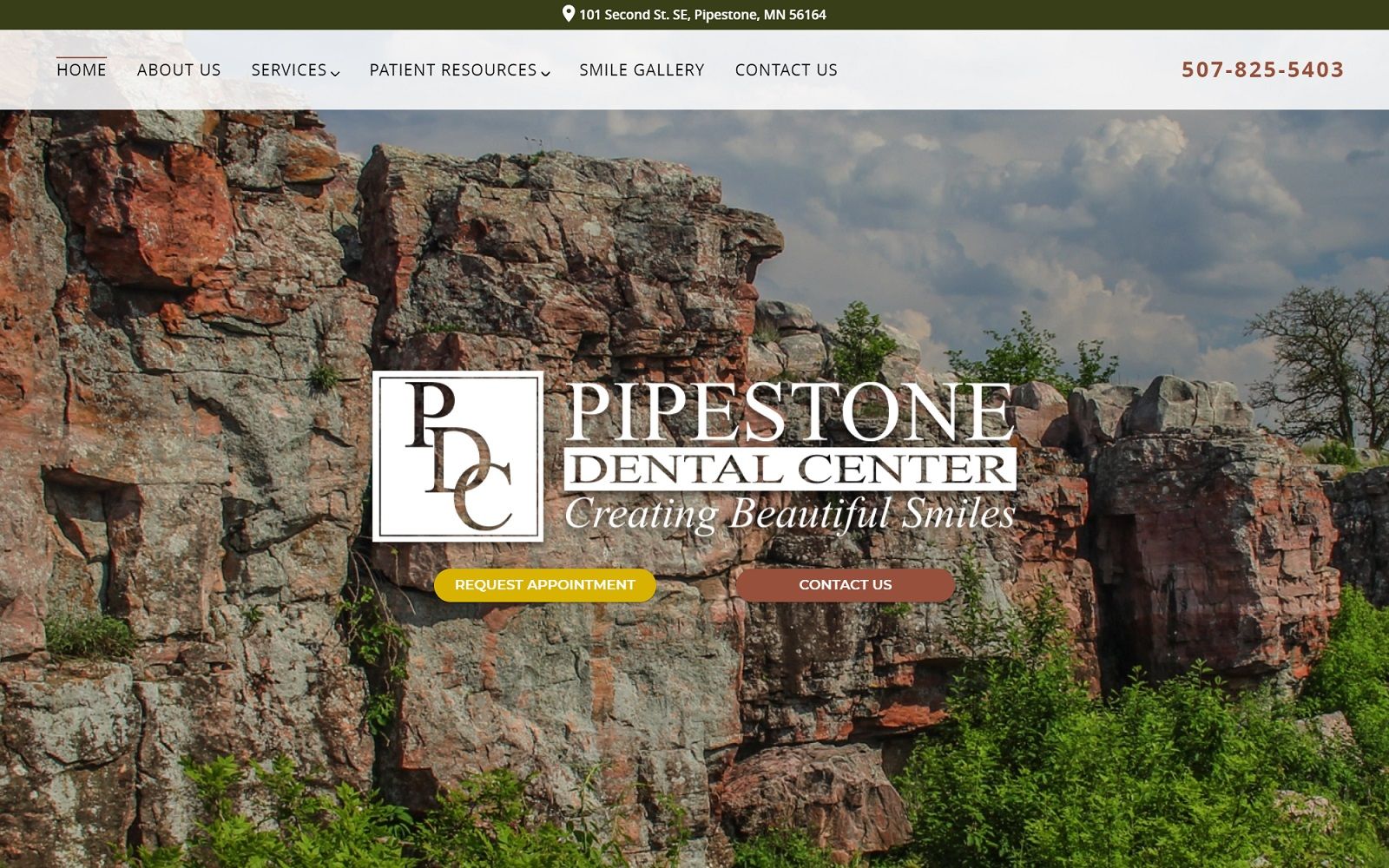 pipestonemndentist.com screenshot