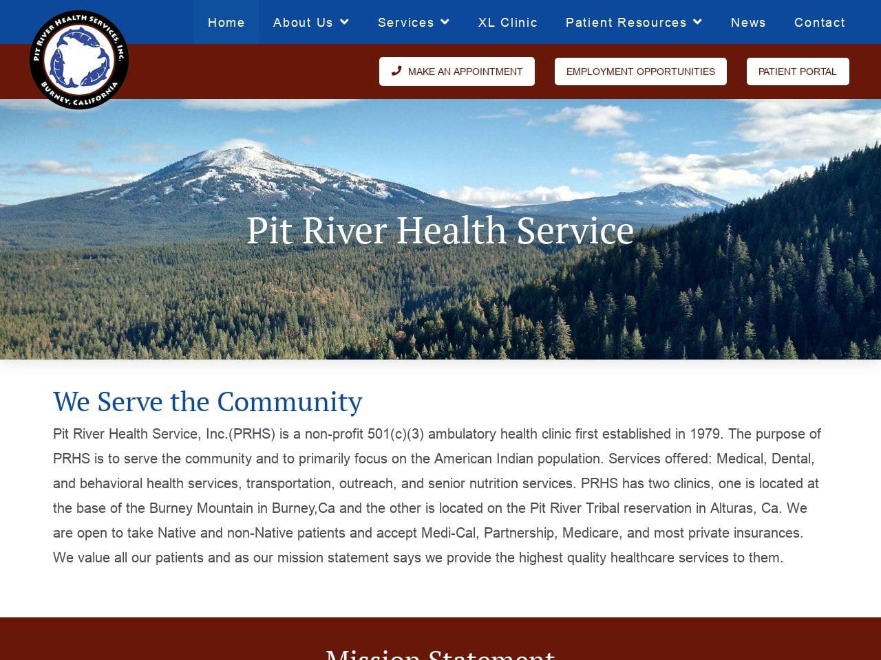 Pit River Health Service Inc. Website Screenshot from pitriverhealthservice.org