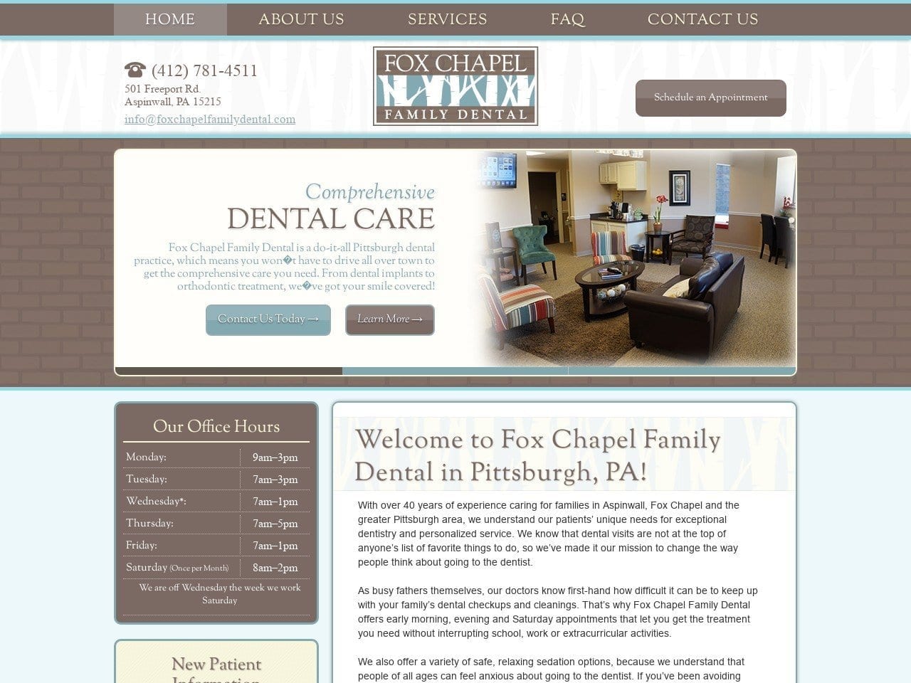 Fox Chapel Family Dental Website Screenshot from pittsburghdentalfamily.com