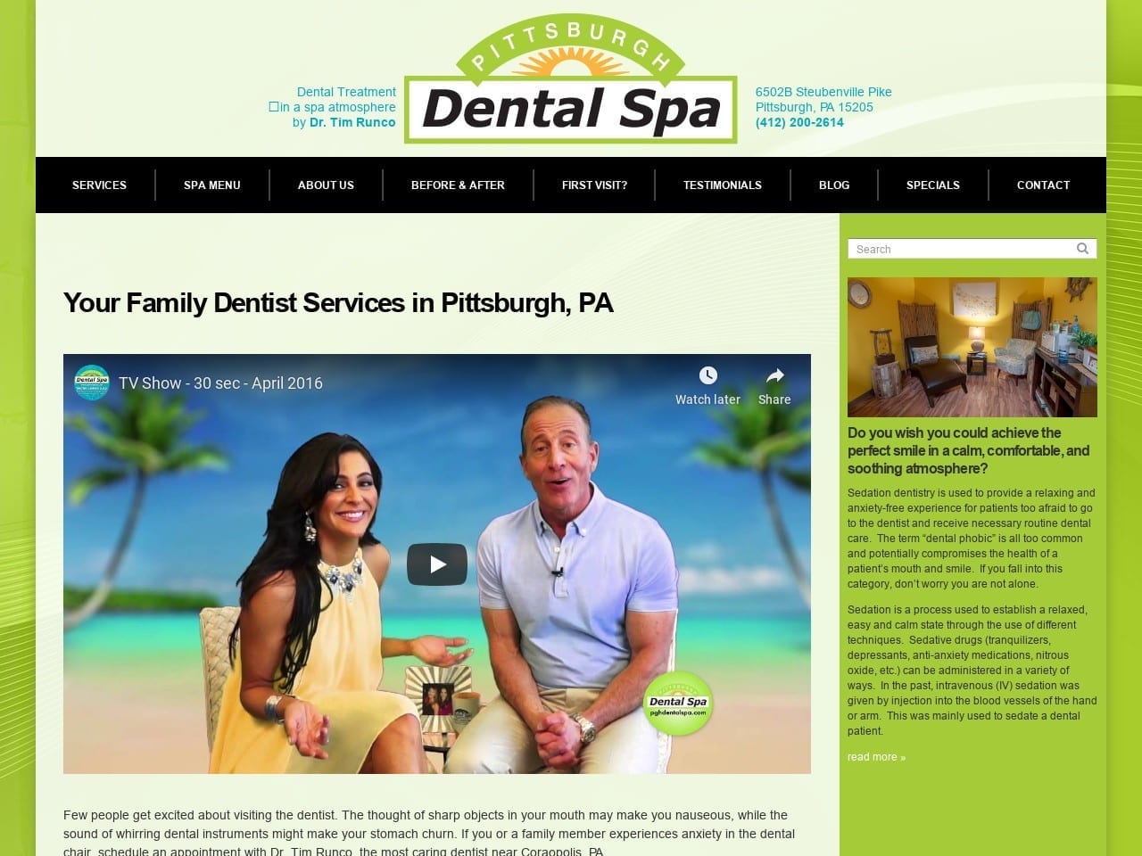 Pittsburgh Dental Spa Website Screenshot from pittsburghdentalspa.com