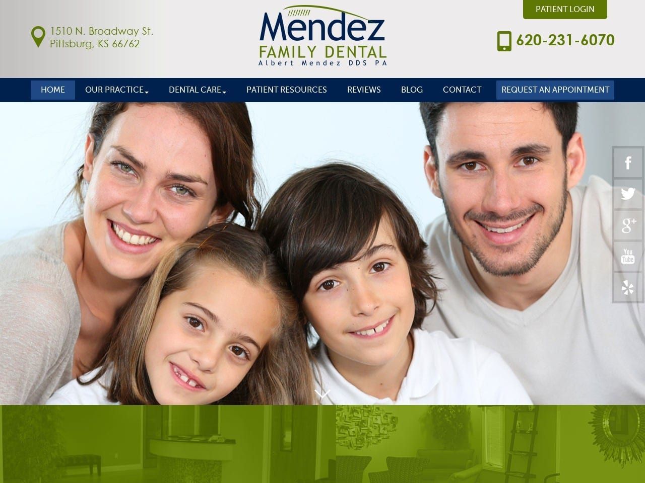 Albert Mendez DDS PA Website Screenshot from pittsburgkansasdentist.com