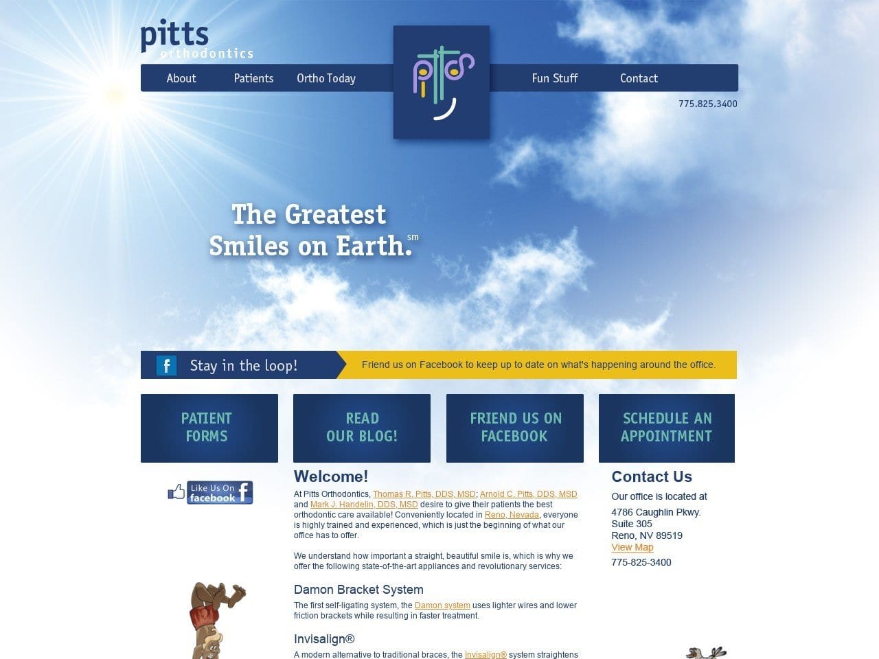 Pitts Orthodontics Website Screenshot from pittsorthodontics.com