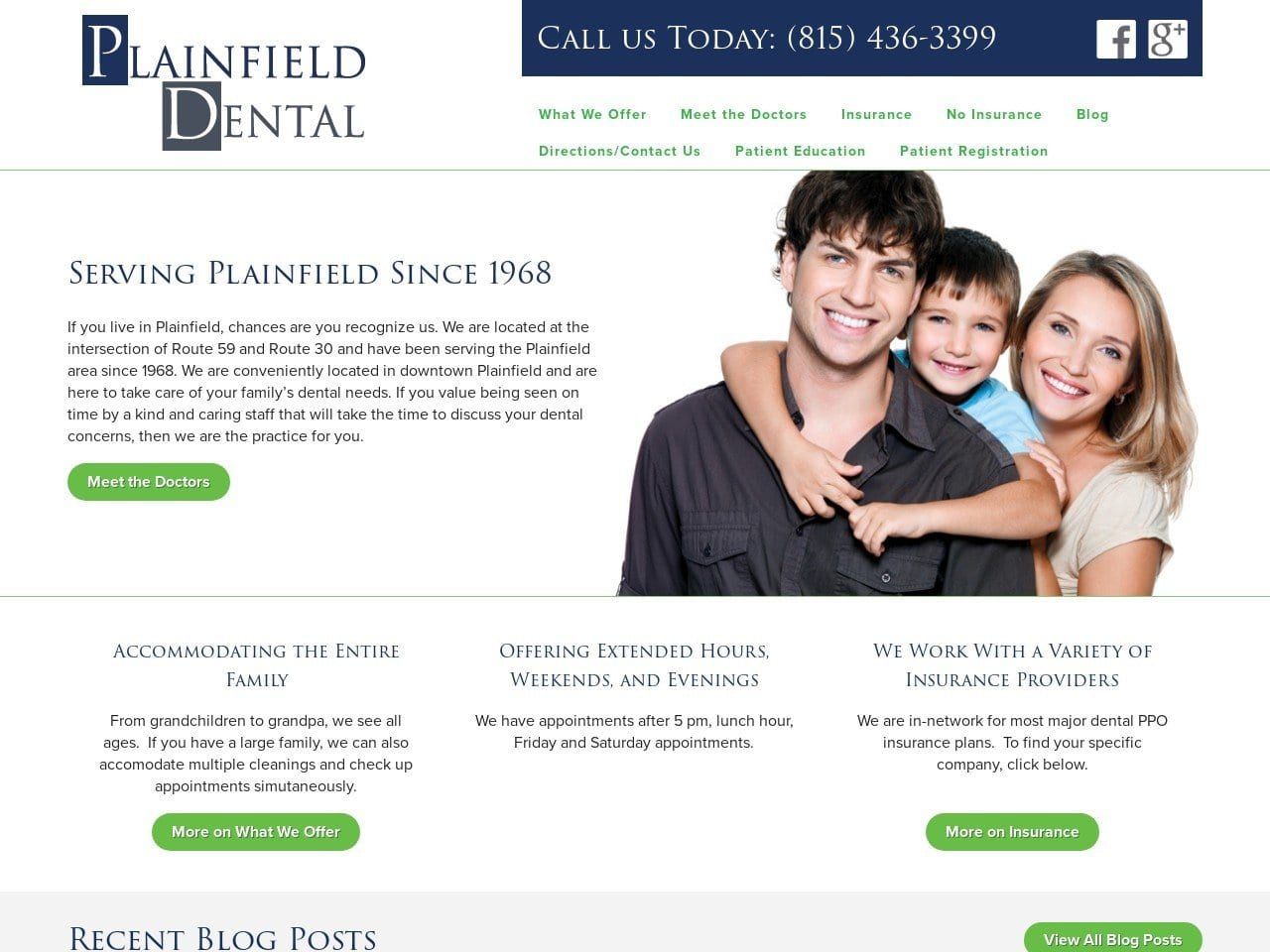 Dental Associates of Plainfield Website Screenshot from plainfielddental.com
