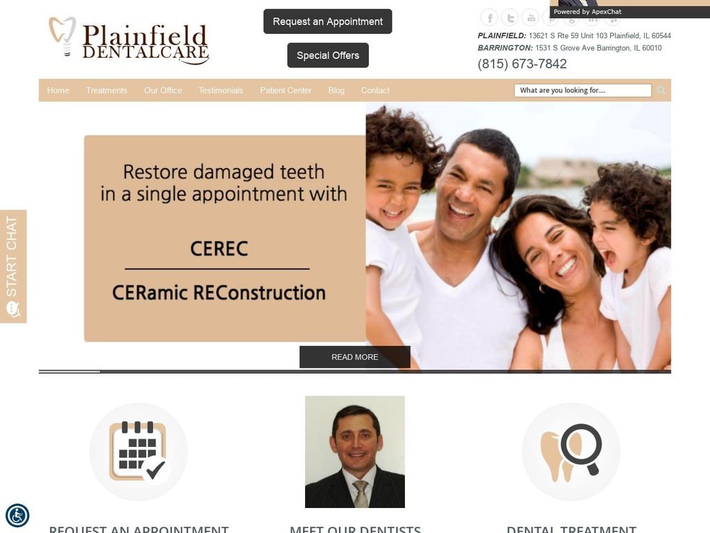 Plainfield Dental Care Website Screenshot from plainfielddentalcare.com