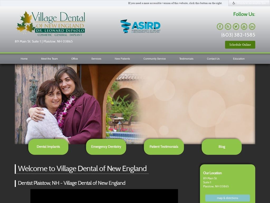 Village Dental of New England Website Screenshot from plaistowdentist.com