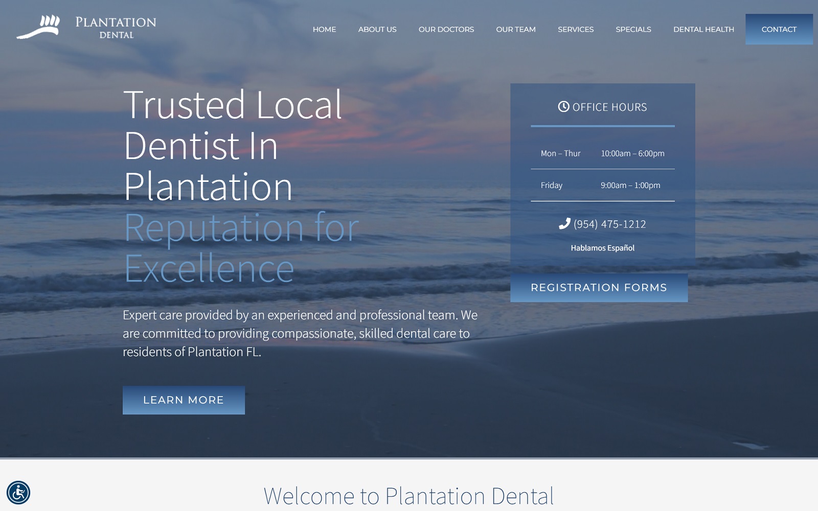 plantationdental.com screenshot