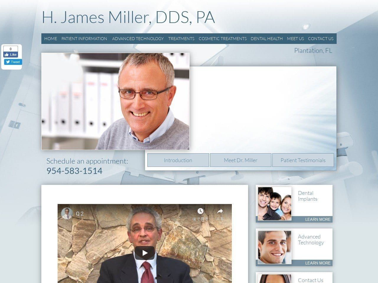 Miller H James DDS Website Screenshot from plantationdentalimplants.com
