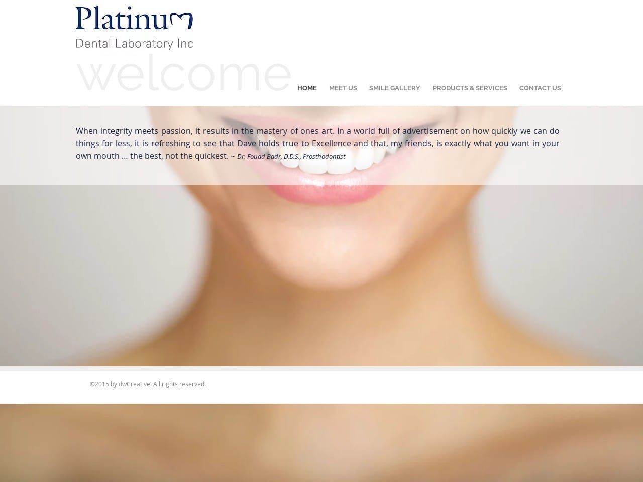 Platinum Dental Lab Website Screenshot from platinumdentallab.com